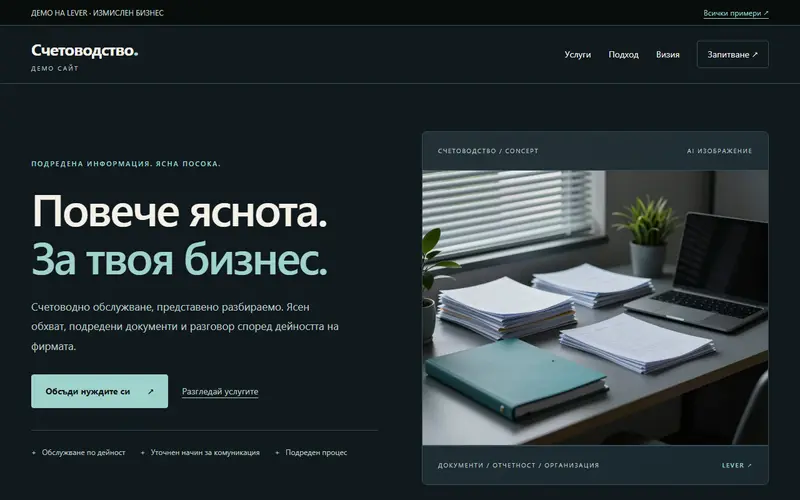 Начален екран на демонстрационния сайт BALANS