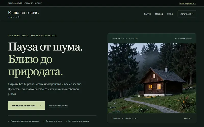 Начален екран на демонстрационния сайт BOR